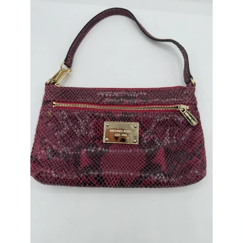 MICHAEL KORS Fushia Snake-skin Embossed Small Shoulder Bag
